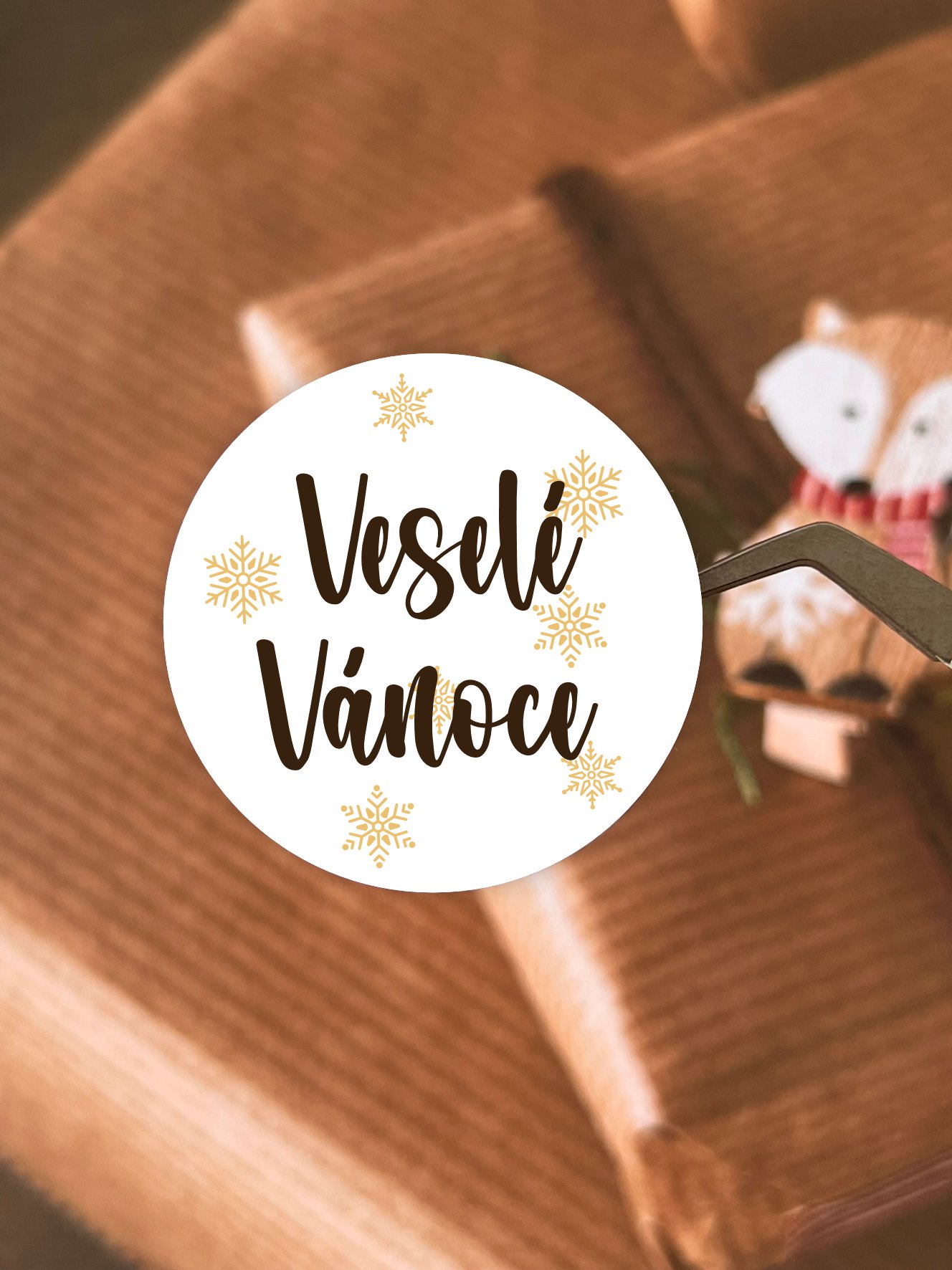 Kulaté samolepky - Veselé Vánoce no.3